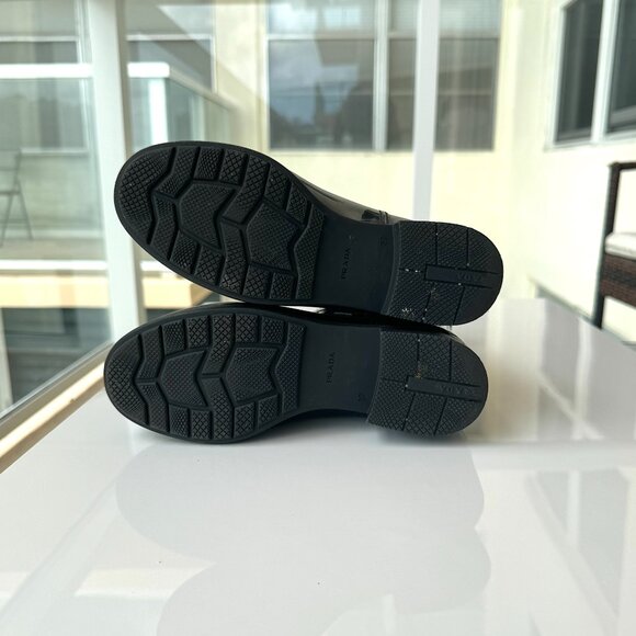 PRADA Black Sport Mid Calf Rubber Rain Boots Women Size 7 - Picture 12 of 12